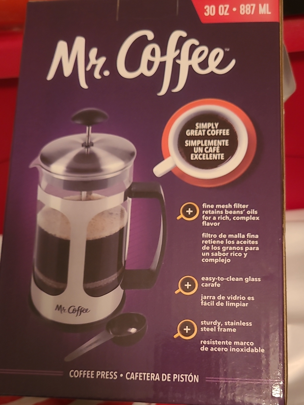 Mr. Coffee Purple and Silver French Press Coffee Maker